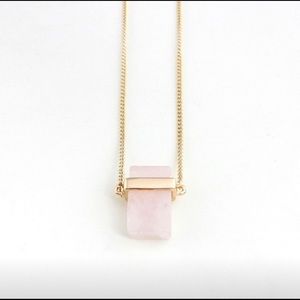 18k Natural Rose Quartz Pendant Necklace